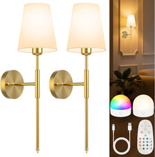 25.6 Inch Battery Operated Wall Sconces Set of 2, Wireless Wall Lights with Rech
