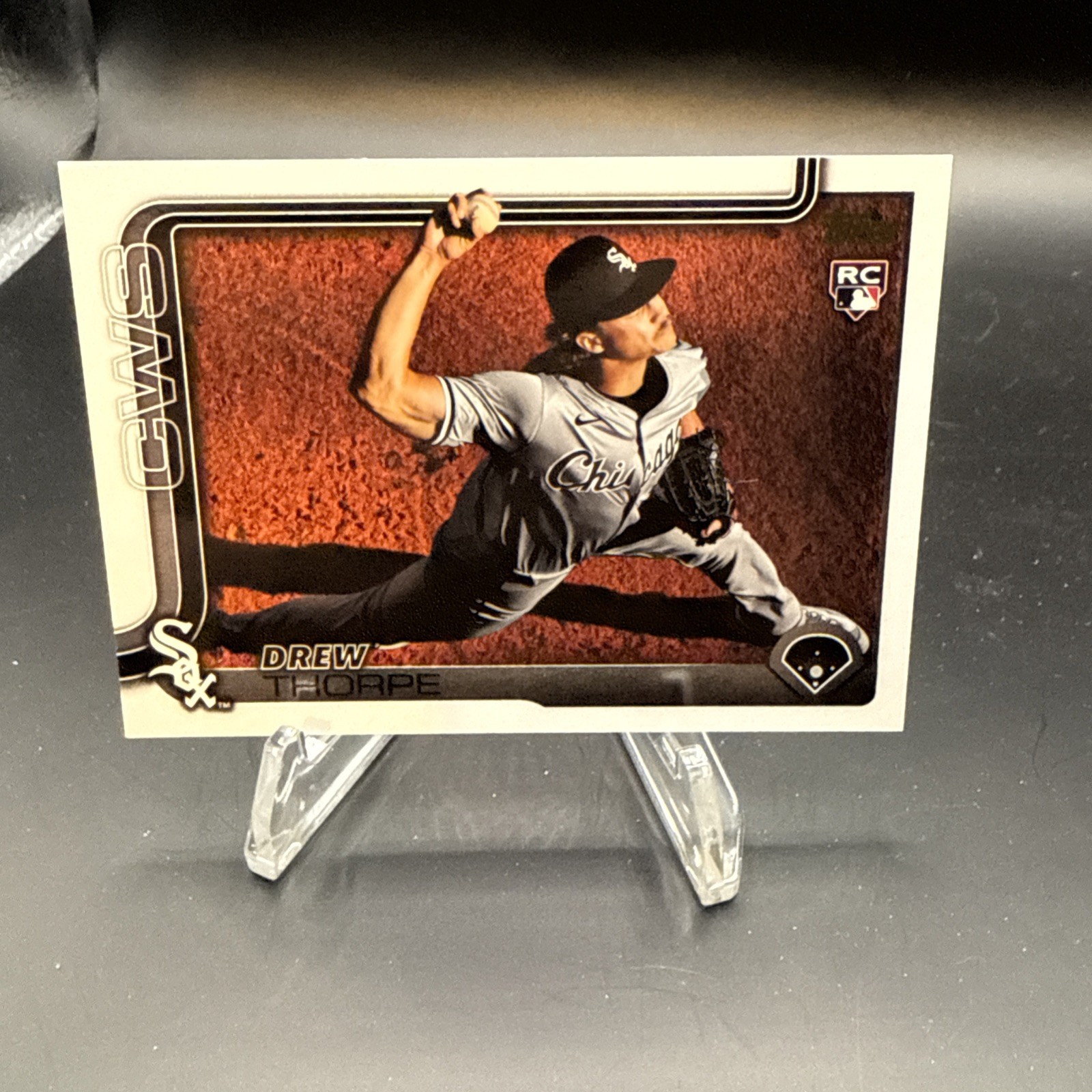 2025 TOPPS SERIES 1 #320 DREW THORPE SSP GOLDEN MIRROR IMAGE VARIATION WHITE SOX