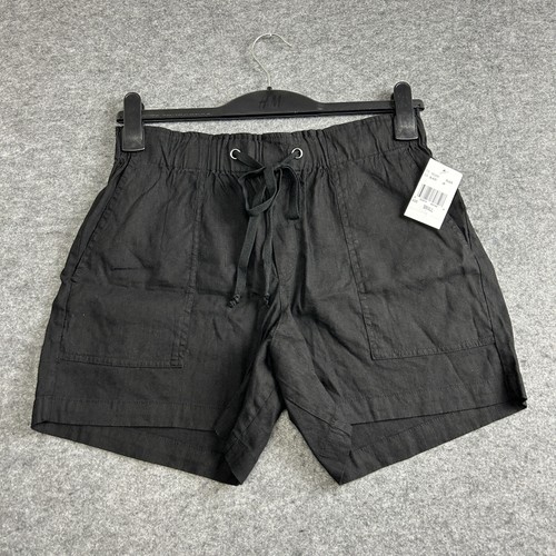 Kut From The Kloth Shorts Womens Small Black Katana Elastic Waist Linen Blend