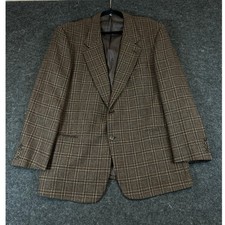 Vintage Valentino Uomo Blazer Sport Coat Men 46R Brown Glen Plaid Wool Blend Y2K
