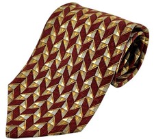 Ermenegildo Zegna Men's Silk Tie Brown, Gold  Orange Art Deco Design