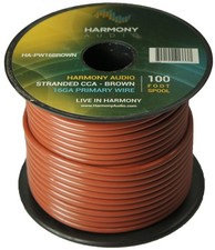 Harmony Car Primary 16 Gauge Power or Ground Wire 100 Feet Spool Brown Cable New