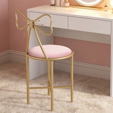 Armless Vanity Chair for Makeup Room Velvet Vanity Stool w/ Back Living Room Pub