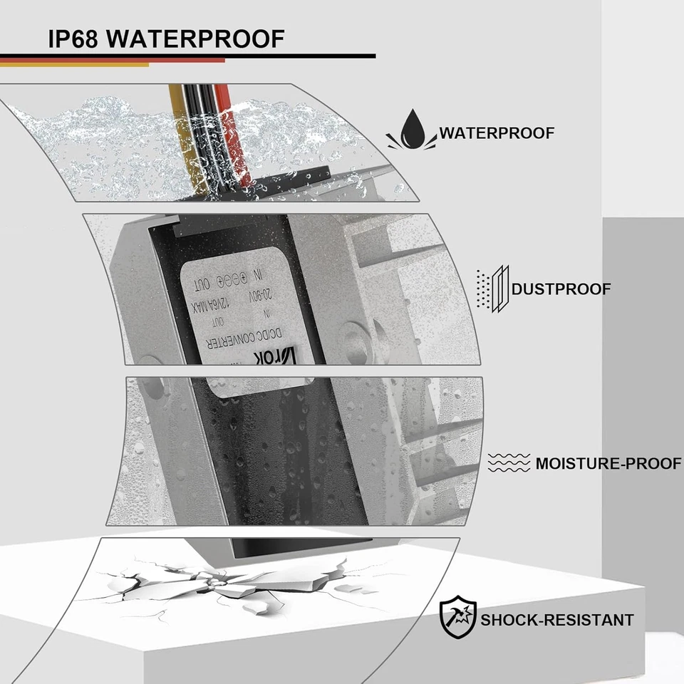 DROK DC-DC Buck Volt Converter, 20-90V to 12V 6A Car Power Converter Step down V - Image 3 of 4