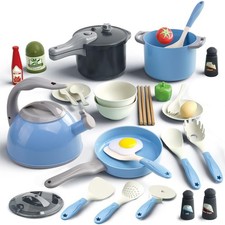 32Pcs Kids Play Kitchen Toys Set, Toddlers Pretend Cooking Playset Acccessori...