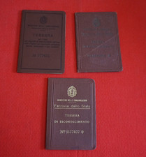 Lotto 3 tessere Ferrovie dello Stato anni 30 - 40 TUTTE CON FOTO
