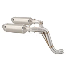 Silvery Exhaust Tips With Link Pipe For Triumph Speed Triple 1050 / R 2012-2015