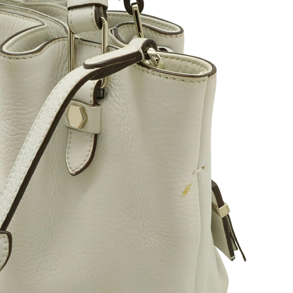 Tod's Flower Bag Tote Logo Leather White Unisex #BLB2921 image 9