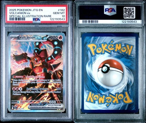 Pokémon TCG Volcanion EX Full Art Card 182/159 Journey Together PSA10