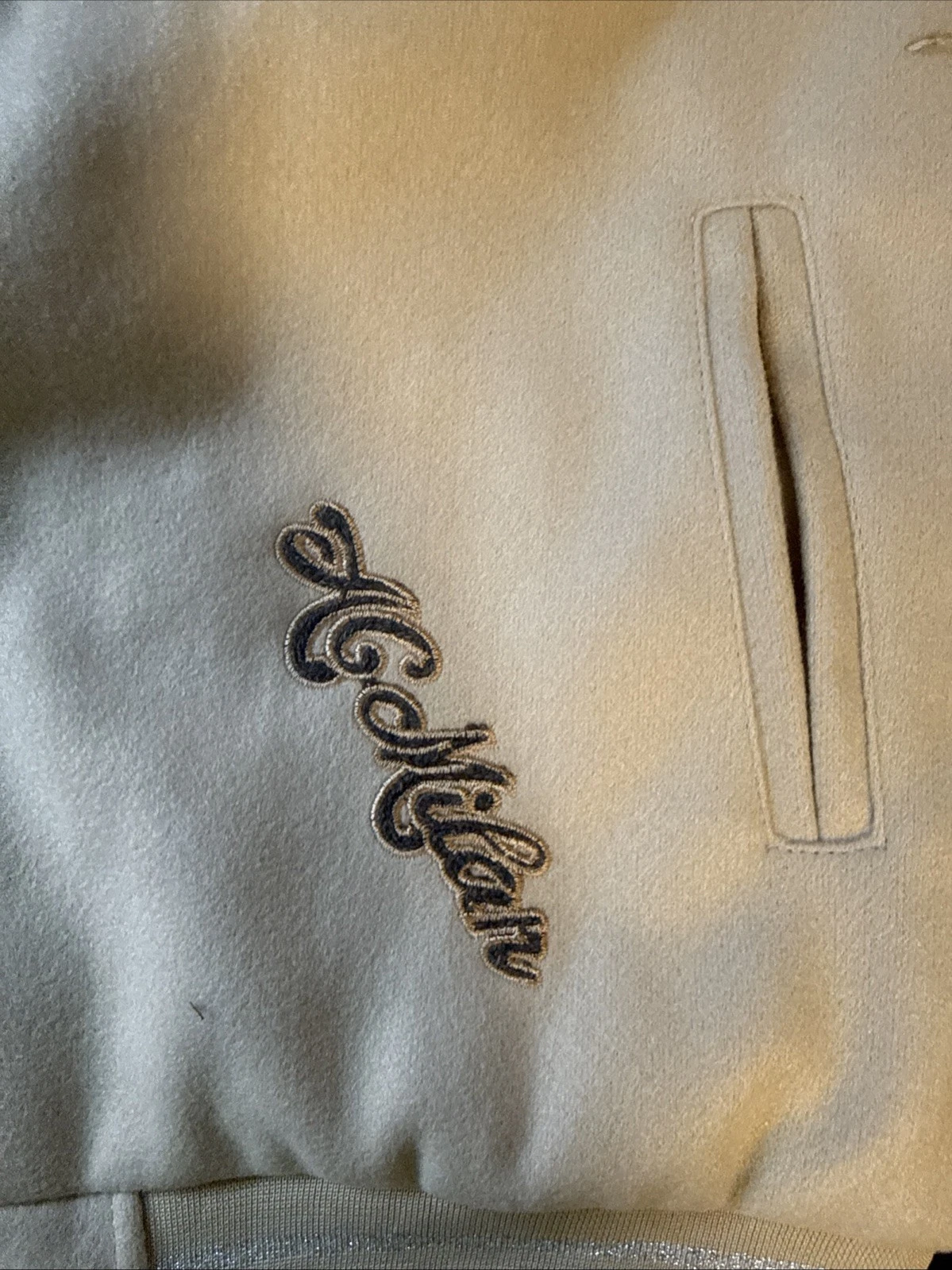 Off White X AC Milan Varsity Replica Genuine Trending Creme’ Colored Jacket Coat image 7