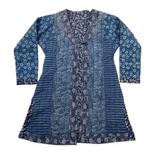 Fairycore Cottagecore Long Quilt Jacket Blue Floral Women s 46 Inch Bust