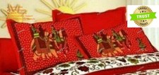 New Occasion Gift Red Color Bed Sheet Cotton Double With 2 Pillow Cover