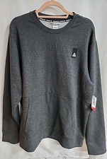 Reebok Men's L NWT Fundamental Long Sleeve Crew Neck Pullover Front Pocket Gray