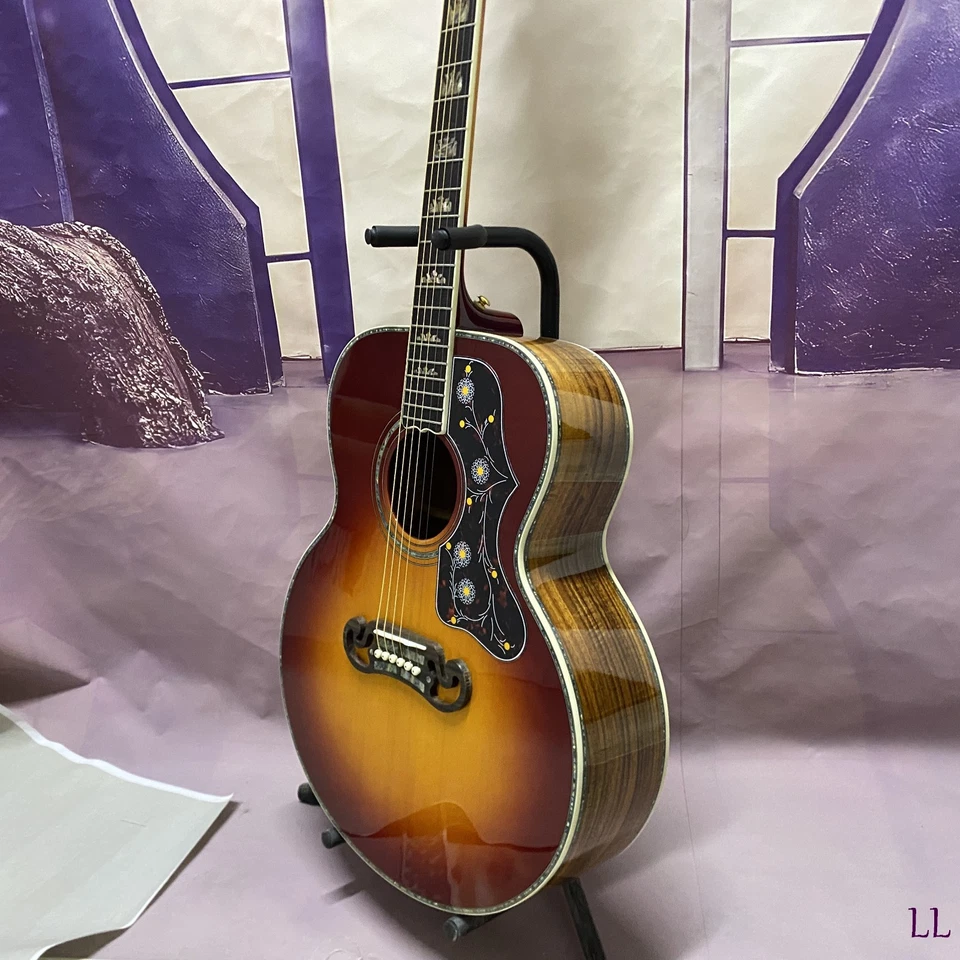 J 200 acoustic guitar sunset Jumbo Body Spruce Top Abalone Flower Inlays - Image 3 of 4