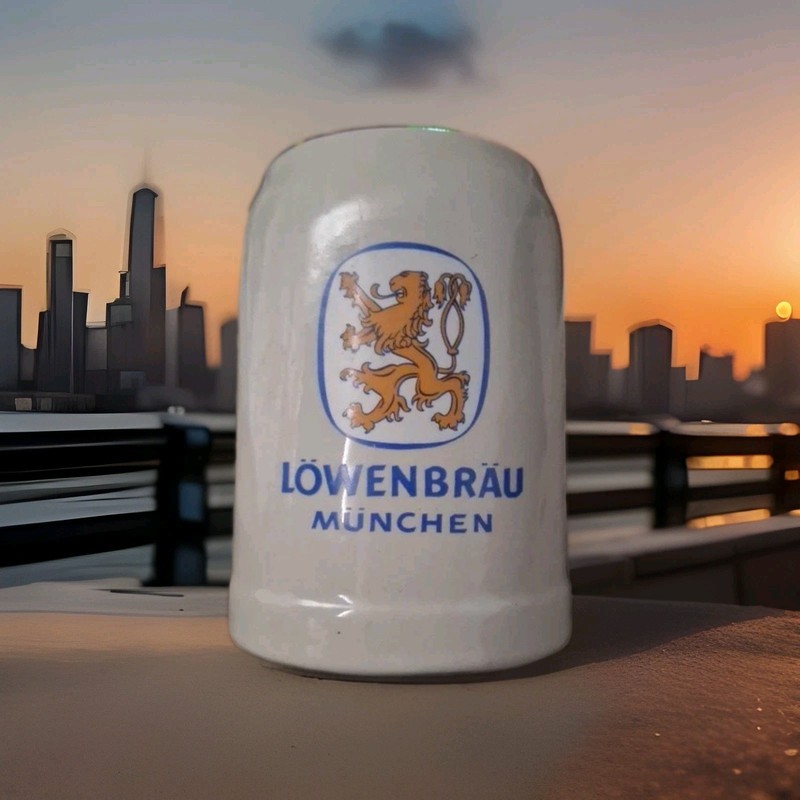 VINTAGE Lowenbrau Munchen German Stoneware .5L Beer Stein / Mug