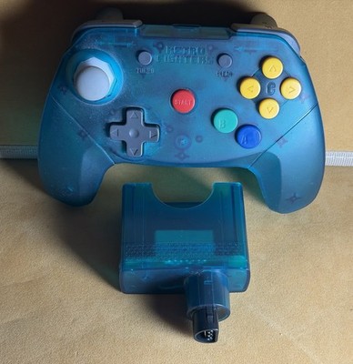 Retro Fighters Brawler 64 Clear Blue Controller w/ Receiver for Nintendo N64