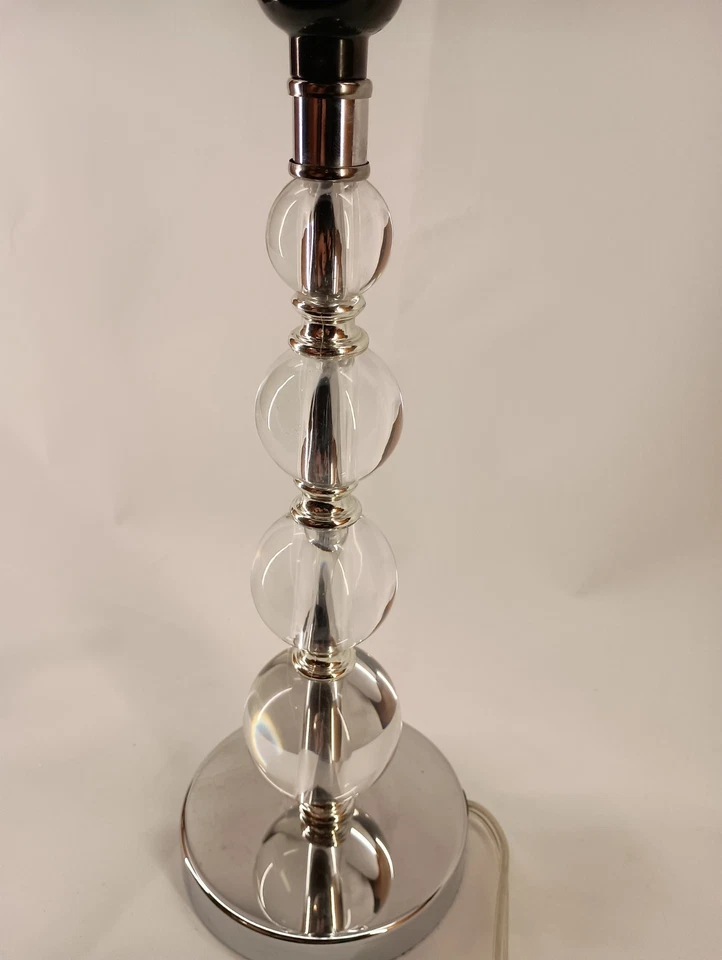 Lámparas de mesa bolas acrílicas lucite transparentes apiladas con base metálica redonda tono plata 14 pulgadas Foto 4 de 4