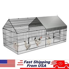 Chicken Coop 86" 40" Run Pen Yard w/ Cover Outdoor Metal Portable Tractor Cage