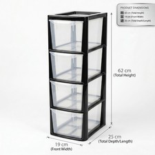 Plastic 4 Drawer Storage  Drawer Tower for Schools, Offices Home Room Toy Medium