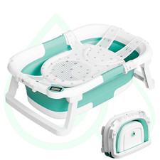 Foldable Baby Bathtub PP TPE with Soft Bath Net Thermometer for 0-36 Months Todd