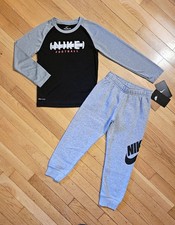 NEW Nike Little Boy Dri-fit Football Theme Top  Fleece Jogger Pant Set sz 6 