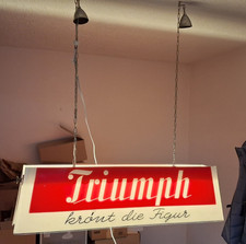"Triumph krönt die Figur" Leuchtreklame, Leuchtwerbung, beidseitig  Vintage 1961