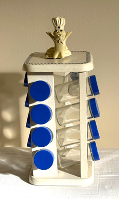 Vintage Pillsbury Doughboy Kitchen Collection - Spice Rack 13/16 Jars* see cond.