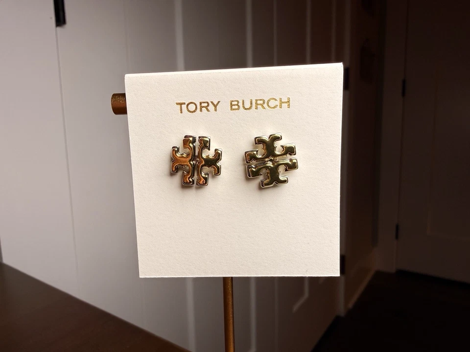 Tory Burch银色-金色双T耳钉耳环 — 第 3/3 张图片