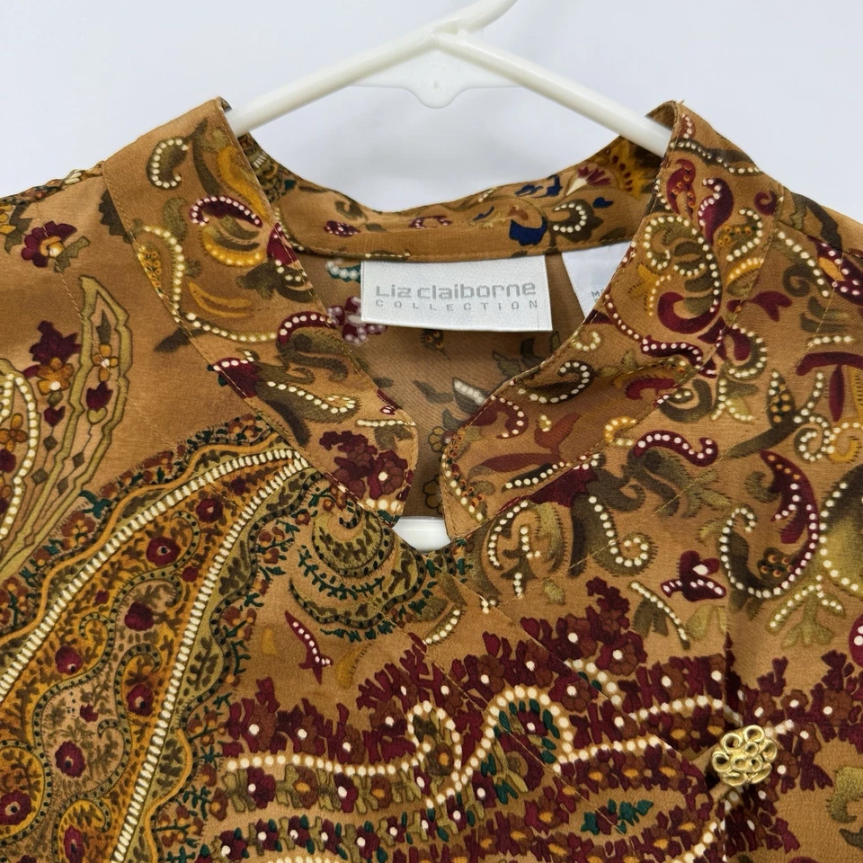 Blusa Vintage Colección Liz Claiborne 100% Seda Paisley 10 Maestra Secretaria Foto 3 de 4