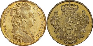 PORTUGAL PECA (6400 Reis) 1792 Maria I GOLD ONLY ONE GRADED HIGHER NGC MS 64