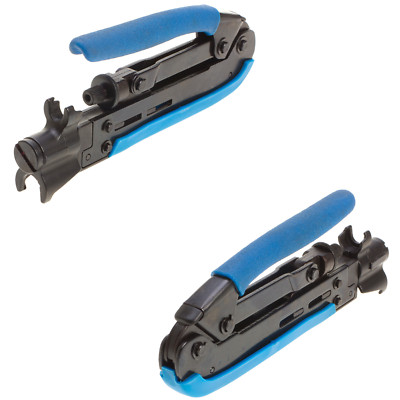 Adjustable Compression Tool for RG59 RG6 RG11 F-Type Connectors, Ratchet Crimper