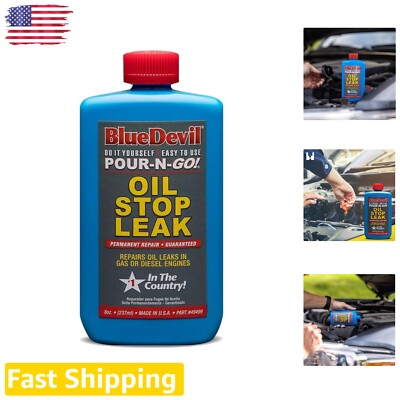 BlueDevil Oil Stop Leak 8oz - Permanent Sealant for Gasoline/Diesel Engines