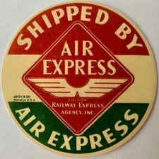 REA Railway Agency Air Express Peel & Stick Vinyl Decal, 2 1/2" Dia.  DEC-0180