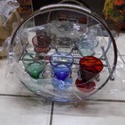 Godinger Silver Art Company 7 Pc Colored Glass Shot Glass/Cordial Set NIB