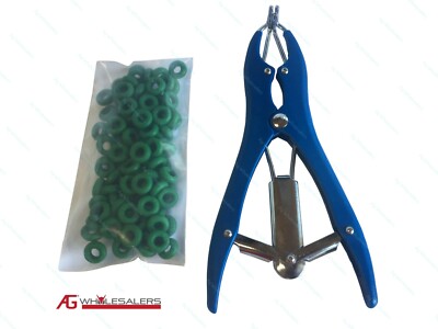 PLIER & 100 RUBBER RINGS FOR SHEEP GOAT MARKING CASTRATION CASTRATOR ...