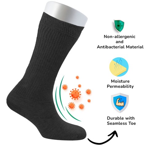 Cosyfeel® Women Loose Diabetic Crew Socks 4-Pack Bamboo Durable Seamless Toe - Picture 60 of 96