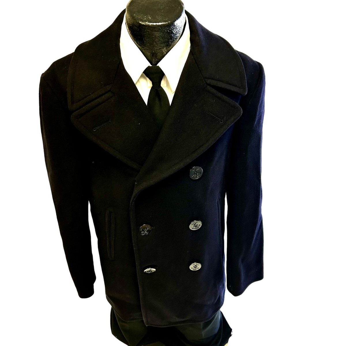 Vtg 70's US Navy Blue KERSEY Wool Peacoat Military Issued USN