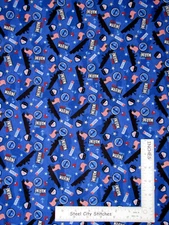 Military US Marines Fabric Courage Ship Star Blue Cotton Patriotic By The Yard