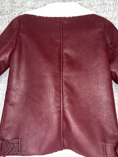 Missguided Women’s Coat Jacket Burgundy Vegan Suede Size 4 Fleece Lined Belted - Picture 15 of 21