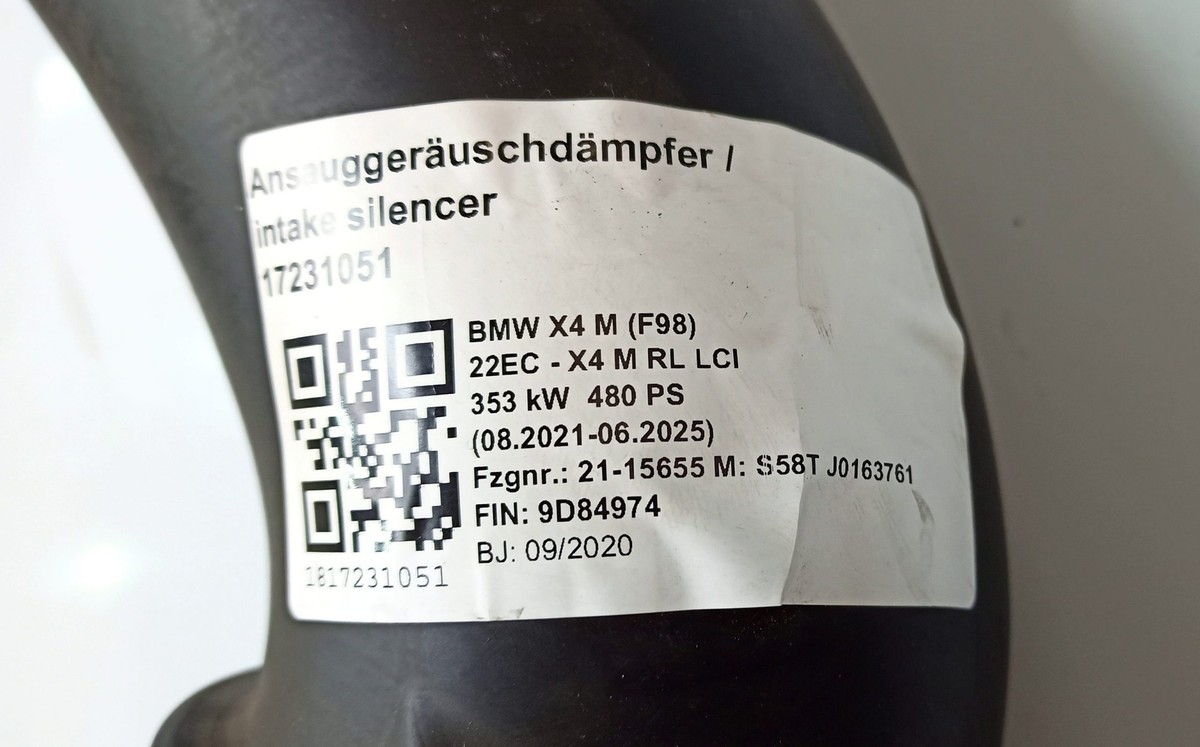 BMW Filtered air pipe 8053373 X3 M F97 X4 M F98 023777 | eBay 