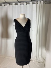 Adrianna Papell Sleeveless Drape Neck Cocktail Party Dress Black Stretch, Size6