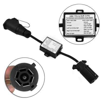 Car Converter US 7pin To EU 7/13pin Plug, US4 To EU7 Connector Trailer Converter
