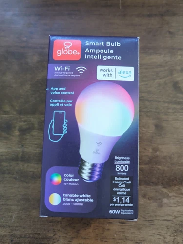 Globe Smart Bulb Works With Alexa 800 Lumens 60W Color Adjustable App/Voi-image