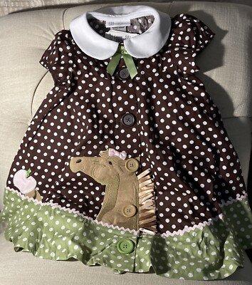 3T Bonnie Jean Dress HORSE 2PC Girls Polka Dot Brown & Green NEW W/ Tag |  eBay