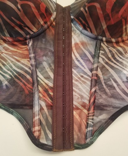 Shein Bae Para Mujer Talla Mediana Tank Bustier Corsé Malla Top Gancho/Ojo Cebra Nuevo con Etiquetas - Imagen 6 de 17