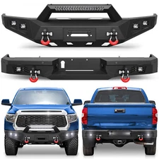 Front / Rear Bumper Steel For 2014-2021 Toyota Tundra w/ Winch Plate &LED Lights