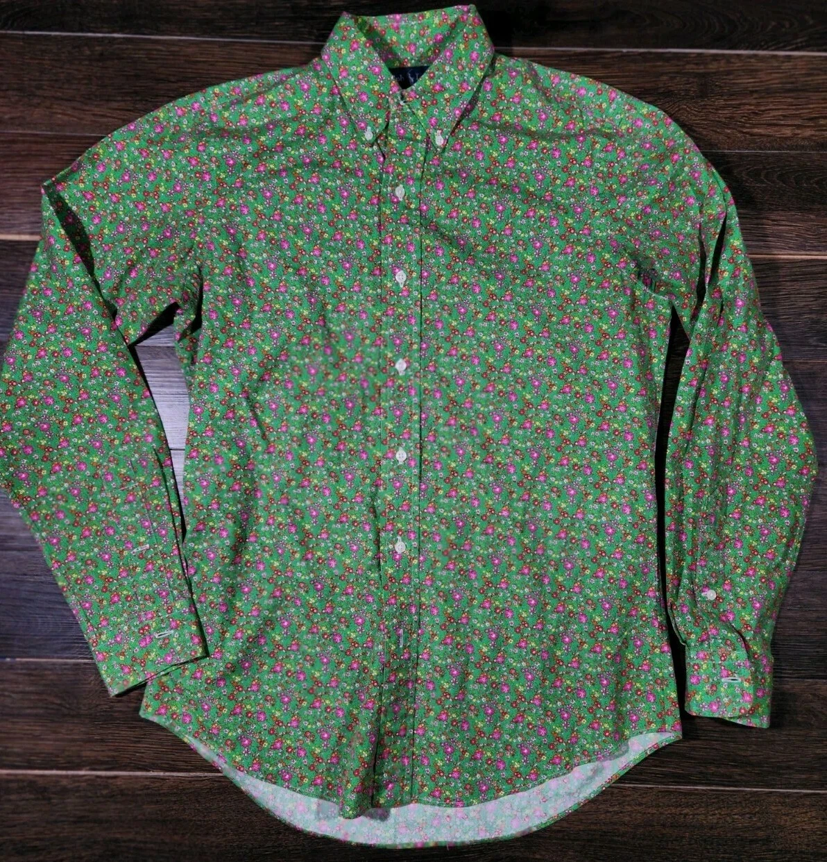 Men Sz 15/MVintage Ralph Lauren Shirt Floral Colorful Artsy Flowers Button Down
