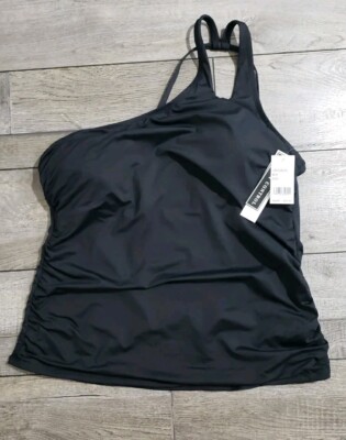 *Sz 20W* La Blanca Island Goddess One Shoulder Keyhole Tankini Swimsuit Top