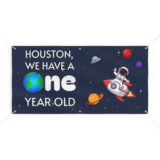 First Birthday Banner Outer Space Themed Indoor Outdoor Matte Banner