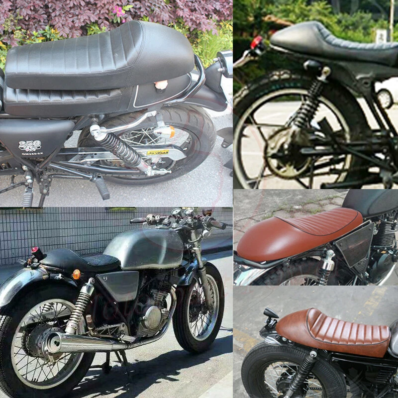 Asiento de corredor café negro joroba sillín vintage para Honda CB Suzuki Yamaha Foto 4 de 4